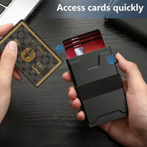 RFID Blocking Aluminum Metal Credit Card Holder Money Clip Unisex Pop up Durable Slim Short Large Capacity Minimalist Case