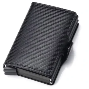 RFID Blocking Men’s Leather, Metal and Aluminum ID Credit Card Holder