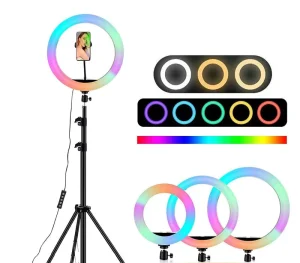 RGB Live Broadcast Fill Light 8 10 13 Inch Circular Light with 210cm Tripod for Photography