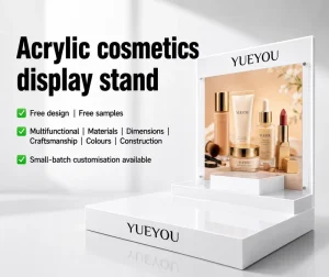 Rak Display Kosmetik Customized Acrylic Makeup Organizer 3 Tier Premium Skincare Display Rack With For Eco Friendly Design