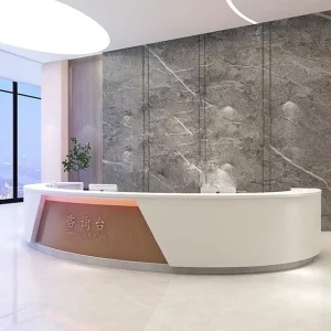Reception Desk Stylish Rounded Corners Foldable Solid Wood Eco Friendly Modern Design for Hotels Offices Healthcare Facilities