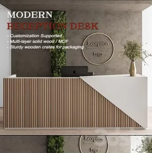 Reception Desk with Wide Countertop and Rounded Corners for Beauty Salon
