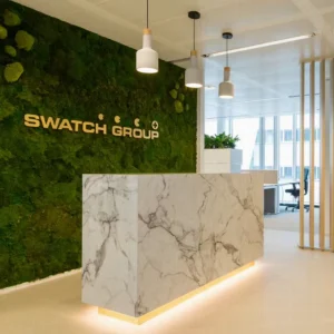 Rectangle Acrylic Solid Surface Marble Office Reception Desk