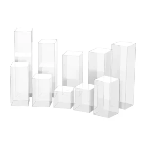 Rectangle Clear Acrylic Modern Column Pedestal Risers and Floor Standing Display Boxes for Exhibition