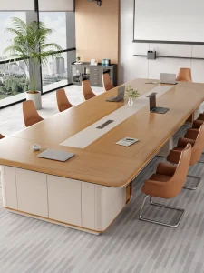 Rectangular Melamine Office Conference Table and Chair Set for 8 People