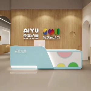 Rectangular Wood Reception Desk and Counter for Office