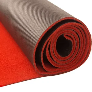Red Polyester Carpet Roll with PVC Backing for Weddings, Exhibitions, Events, and Entrance Doors
