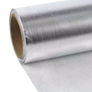 Reflective Vapor Barrier Aluminum Foil Plain-Woven E-Glass Fiberglass Thermal Insulation Cloth for Fireproof Wall and Roof Covering