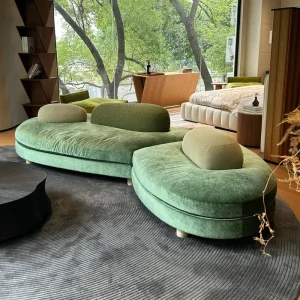 Relaxation Sense Retro Cobblestone Sofa French Large Flat Layer Love Special Shaped Mori Green Fabric Module