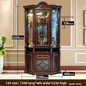 Restaurant European style High End Luxury Living Room Wall Mounted Glass Door Display Cabinet Red Wine Cabinet TV Side
