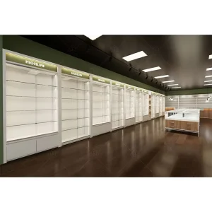 Retail Showcases Smoke Shops with Custom Checkout Counters Wood Display Cases Glass Shelves