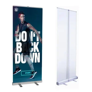 Retractable Plastic Steel Vertical Pull-Up Banner Stand Portable Advertising Roll-Up Display Rack