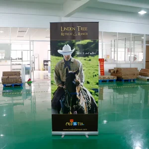 Retractable Roll-Up Banner Rustproof Aluminum Frame Matte PVC Custom Pattern for Outdoor Mall Display