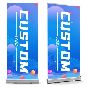 Retractable Roll-Up Banner Stand with Printed Banner, Heavy-Duty