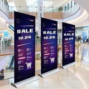 Retractable Wide Base Roll-up Banner Stand Floor Display 85*200 Poster Stand