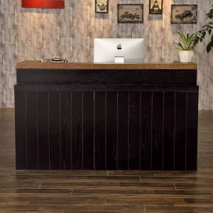 Retro Industrial Style MDF Commercial Reception Desk Simple Modern Design Oblong Shape for Convenience Store Restaurant Desk