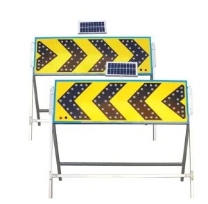 Road Safety Construction Work One-Way LED Flashing Arrow Light Board Solar Directional Traffic Sign with Stand