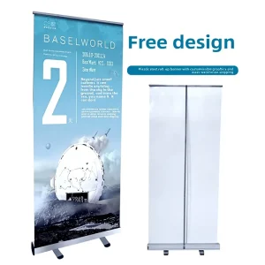 Roll-Up Banner Display Stand Telescopic Folding Birthday Poster Holder Custom Design Vertical Floor-Standing Advertising Sign