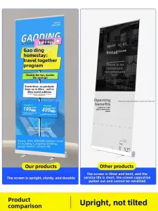 Roll-Up Banner Display Stand with Aluminum Alloy Telescoping Frame Custom Poster Design for Exhibition and Recruitment Billboards