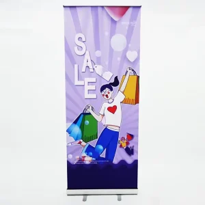 Roll Up Banner Stand with Plastic Feet Portable Retractable Display for Exhibition