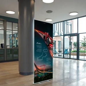 Roll Up Display Stand Plastic Steel Material 80x200cm Retractable Banner Stand
