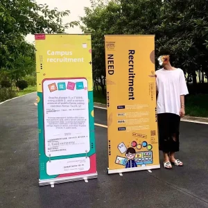Roll-Up Vertical Floor-Standing Aluminum Alloy Retractable Banner Stand 80x200cm Display Rack for Trade Shows and Events