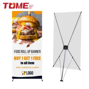 Roll Up X Banner 80 x 180 cm Adjustable Korean X Banner Stand with Aluminum Pole