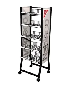 Rolling Multi-Level Freestanding Metal Display Shelf for Supermarket Product Display
