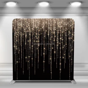 Rose Gold Glitter and Black Tension Fabric Tube Display with Stretch Pillow Cover