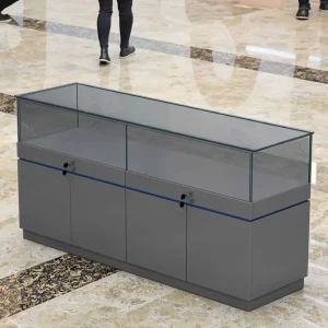 Rotating Glass Display Cabinet with LED Light and MDF Material for Shopping Mall and Retail Store Use