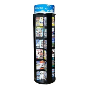 Rotating Literature Display Stand Floor-Standing Spinning Magazine Brochure Rack Black