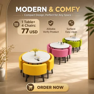 Round Dining Table and Chair Set for Reception Coffee Milk Tea and Dessert Shop