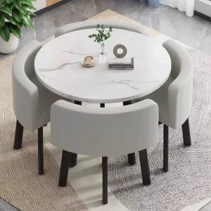 Round Negotiation Table and Chair Set for Office, Cafe, and Dessert Shop