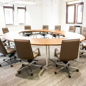 Round Oval L Shape Curved Customized Meeting Table Steel Frame Desk Office Furniture Manufacturer