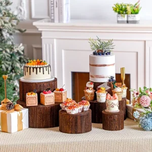 Round Wood Display Riser and Pedestal Stand