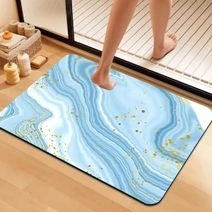 Rubber Anti Slip Water Resistant Eco Friendly Geometric Pattern 3.5mm Thick Floor Mat for Bathroom and Home Use