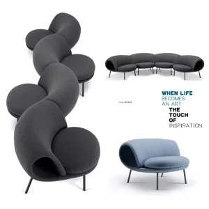 S-Shaped Modular Sofa for Offices, Hotels, Schools, Hospitals, or Lobbies