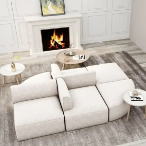 Saien Factory Newly Launched Modern Design Module Sofas 6 piece Set White Couch Living Room Sofa for Adult