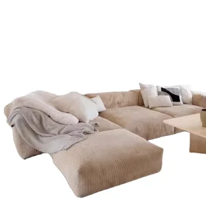 Scandinavian Modern Single-Module Tofu Block Sofa Corduroy Fabric