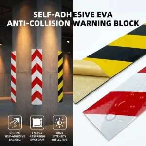 Self Adhesive PE Foam 20mm Thick Anti Collision Warning Block Reflective Garage Wall Protector Energy Absorbing Bumper Guard