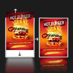 Silver Aluminum Alloy LED Light Box Sign for Restaurant Menus and Movie Posters, Indoor Use