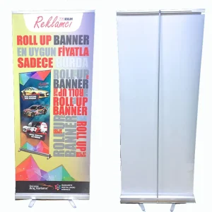 Silver Double-Sided Plastic and Aluminum Retractable Banner Stand with Glossy or Matte Finish