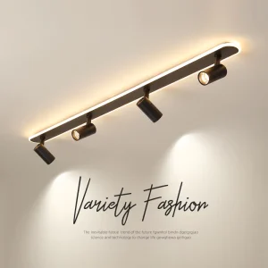 Simple LED Track Light Spotlight Ceiling Light Surface-Mounted Downlight Black for Office Buildings