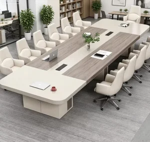 Simple Modern Bamboo Conference and Negotiation Table with Chairs for Office, Bar, Reception, Meeting, and Training Rooms