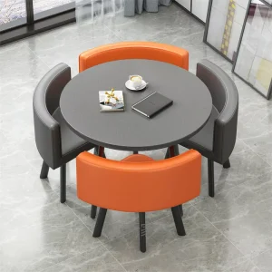 Simple Modern Metal 4-Person Business Negotiation Table and Chair Set Casual Reception Small Dining Table