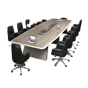Simple Modern Office Desk Solid Wood Conference Training and Meeting Room Negotiation Table with Cable Box Chair Set