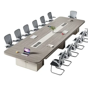 Simple Modern Office Furniture Desk Panel Bar Large Conference Table Long Negotiation Table Chair Combination Cable Box Bamboo