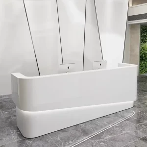 Simple White Marble Beauty Reception Desk Salon Office Furniture Lobby Table with LED Light
