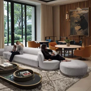 Simple and Luxurious Milan’s New Creative Rotary Fabric Sofa Group Designer Living Room Module Combination