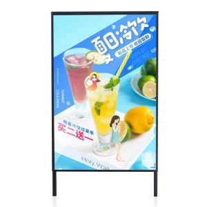Single-Sided Floor Standing LED Advertising Lightbox Poster Display with Glass Panel